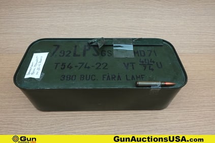 ROMANIAN SURPLUS 8MM MAUSER Ammo. 380 Rds. In a Spam Can with Opener. . (76072) (GSCV46)