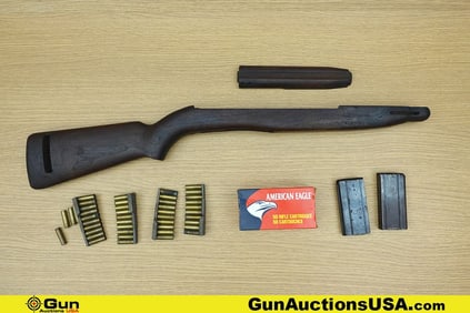American Eagle, Etc. Mags, Ammo, Stock, Etc. . Good Condition. Two-30 Carbine Magazines, 25 Rds of