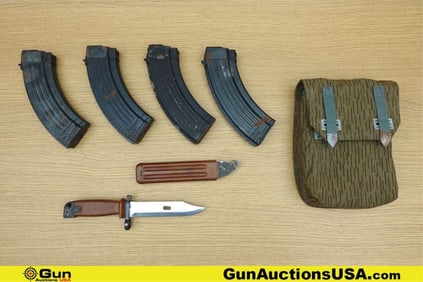 Military Surplus COLLECTOR'S Mags, Bayonet, Etc. . Good Condition. One-GERMAN AK47 Ammo Pouch, Four-