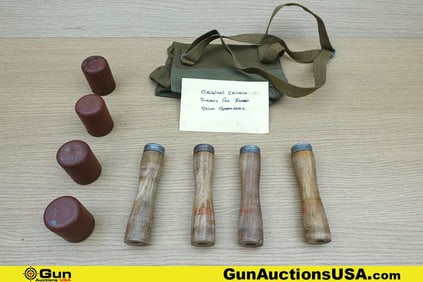 Chinese COLLECTOR'S Grenades. Very Good. Set of 4 Inert Chinese Stick Grenades with Bag. . (76578)
