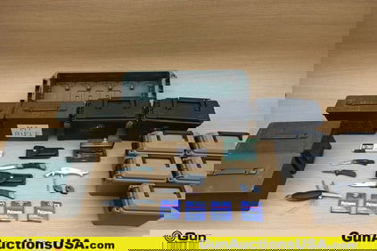 Winchester, K-BAR, Schade, Etc. Primers, Knives, Ammo Cans, Etc.. Six Folding Knives, Two Pellet