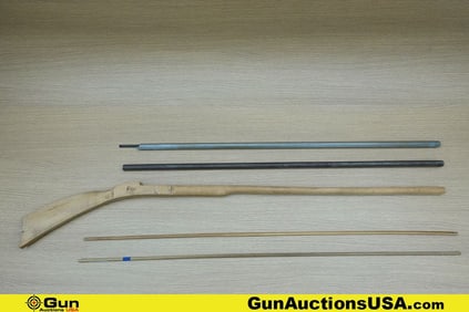Unknown .45, .40 Caliber Stock and Barrel. Very Good. 43.5" Barrel. Features One Black Powder