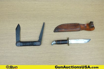 Western, Colonial COLLECTOR'S Knives. Good Condition. Two Knives. One U.S. WWII Survival Knife and