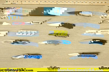 Buck, Colombia River, Meerco, Etc. Knives. Excellent. Lot of 10; 5-Assorted Switchblades, 5-Assorted