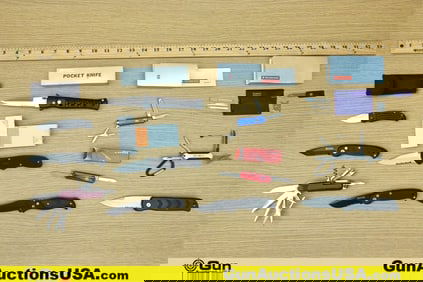 Wenger, Gerber, Etc. Knives. Excellent. 6-Assorted Switchblades, and 5-Pocket Knives with 1-Credit