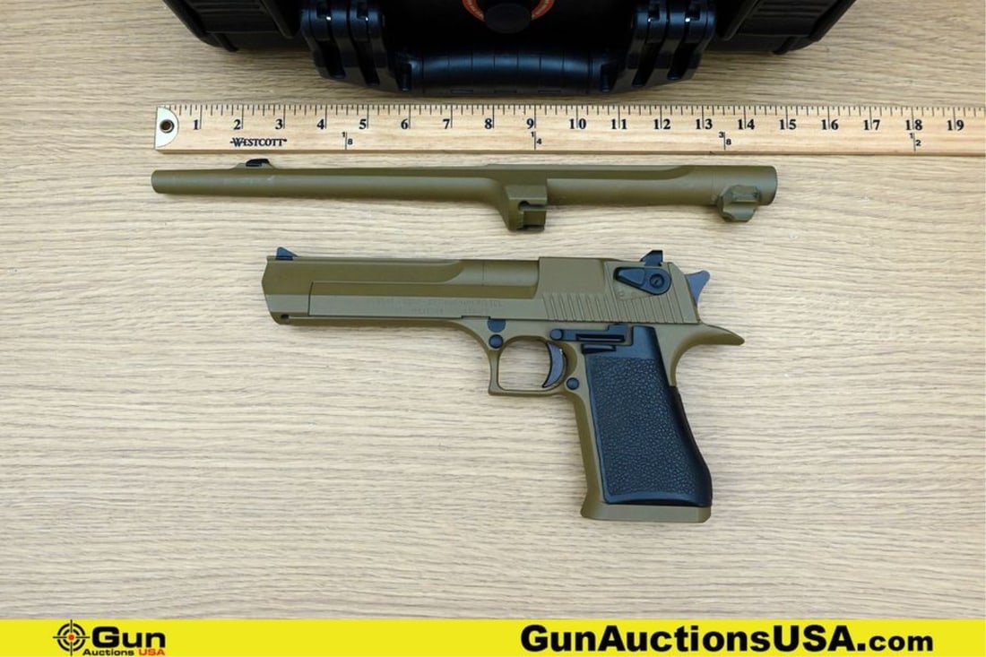 IMI Magnum Research DESERT EAGLE .357 MAGNUM PISTOL. Very Good. 6.25" Barrel. Shiny Bore, Tight: IMI Magnum Research DESERT EAGLE .357 MAGNUM PISTOL. Very Good. 6.25" Barrel. Shiny Bore, Tight Action Semi Auto Features a FDE Cerekoted Finish, with Black Accents and Textured Black Polymer Grip. Am