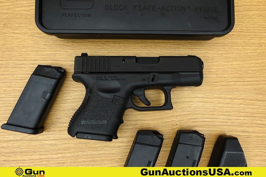 Glock 26 9X19 PISTOL. Excellent. 3.25" Barrel. Shiny Bore, Tight Action Semi Auto Features Nite: Glock 26 9X19 PISTOL. Excellent. 3.25" Barrel. Shiny Bore, Tight Action Semi Auto Features Nite Sights, Blackened Steel Slide, Black Polymer Light Weight Grip Frame, Smooth Striker Fired Trigger, and 