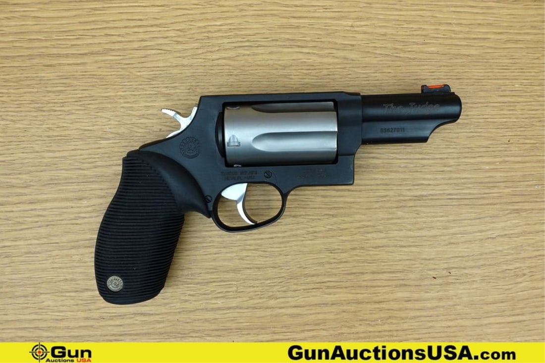 TAURUS THE JUDGE .45 LC/.410 GA. Revolver. Very Good. 3" Barrel. Shiny Bore, Tight Action This: TAURUS THE JUDGE .45 LC/.410 GA. Revolver. Very Good. 3" Barrel. Shiny Bore, Tight Action This versatile revolver combines the power of .45 Long Colt with the adaptability of .410 gauge, offering form