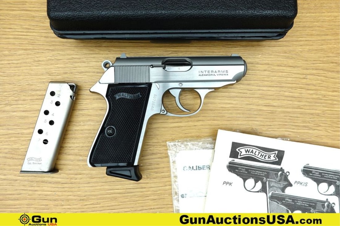 CARL WALTHER WAFFENFABRIK ULM/DO. PPK/S 9MM KURZ-380 PISTOL. Excellent. 3 1/8" Barrel. Shiny Bore,: CARL WALTHER WAFFENFABRIK ULM/DO. PPK/S 9MM KURZ-380 PISTOL. Excellent. 3 1/8" Barrel. Shiny Bore, Tight Action Semi Auto Features a Stainless Steel Construction, SA/DA, Manual Safety De-Cocker, Fixed