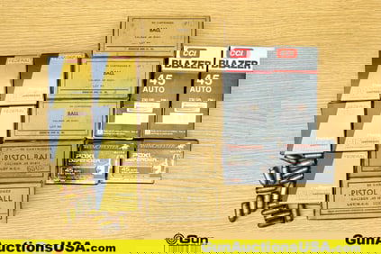 FED, WIN, CCI, Etc. .45 ACP Ammo. Approx. 500 Rounds of .45 ACP Assorted Gr and Projectile Types..