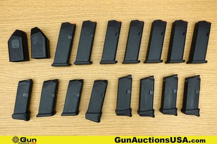 Glock G43, G43X, G48, Etc. 9mm, .380 ACP Magazines, Loaders. Very Good. 17 Assorted Mags and Loaders