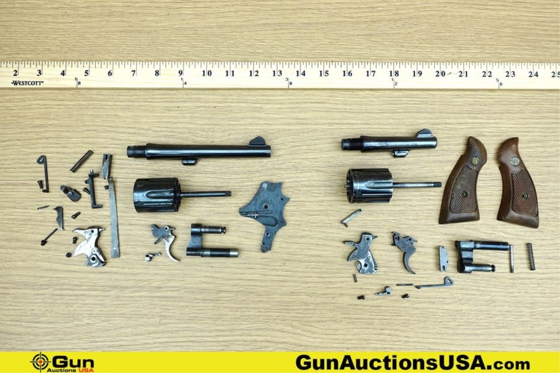 S&W, Etc. Gun Parts. Good Condition. Assorted Revolver Parts, Including Cylinders and Barrels. .: S&W, Etc. Gun Parts. Good Condition. Assorted Revolver Parts, Including Cylinders and Barrels. . (77580) (GSCN48)