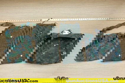 Military Surplus, Etc. COLLECTOR'S Shelter Halves, Etc. . Good Condition. One Camo Carry Bag, Two