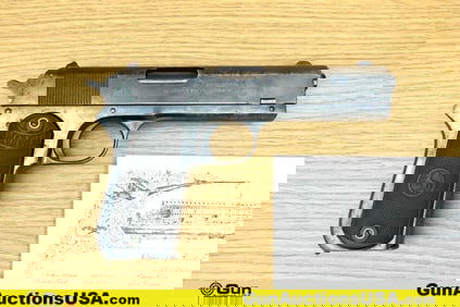 COLT 1903 .38 Cal. AUTHENTICITY LETTER PISTOL. Good condition, Normal Handling Marks, Scattered