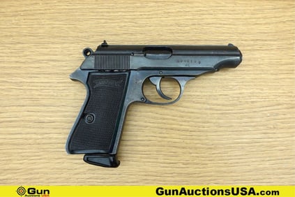 Walther PP 7.65 Pistol. Good condition, Normal Handling Marks, Scattered Spotting and/or Pitting. 4"