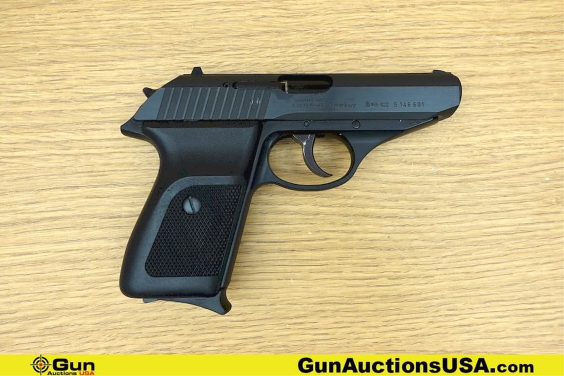 SIG P230 9MM KURZ Pistol. Very Good. 3.5" Barrel. Shiny Bore, Tight Action Semi Auto Features: SIG P230 9MM KURZ Pistol. Very Good. 3.5" Barrel. Shiny Bore, Tight Action Semi Auto Features ORIGINAL FINISH, Manual De-Cocker, Smooth SA/DA Trigger, PROOF MARKS on Right Side Of Slide, Checkered Pol