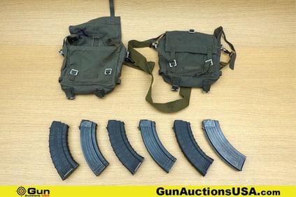 7.62x39 Mags, Etc. . Good Condition. Six AK47 Magazines, and Two Large Mag Pouches, with Slings. .