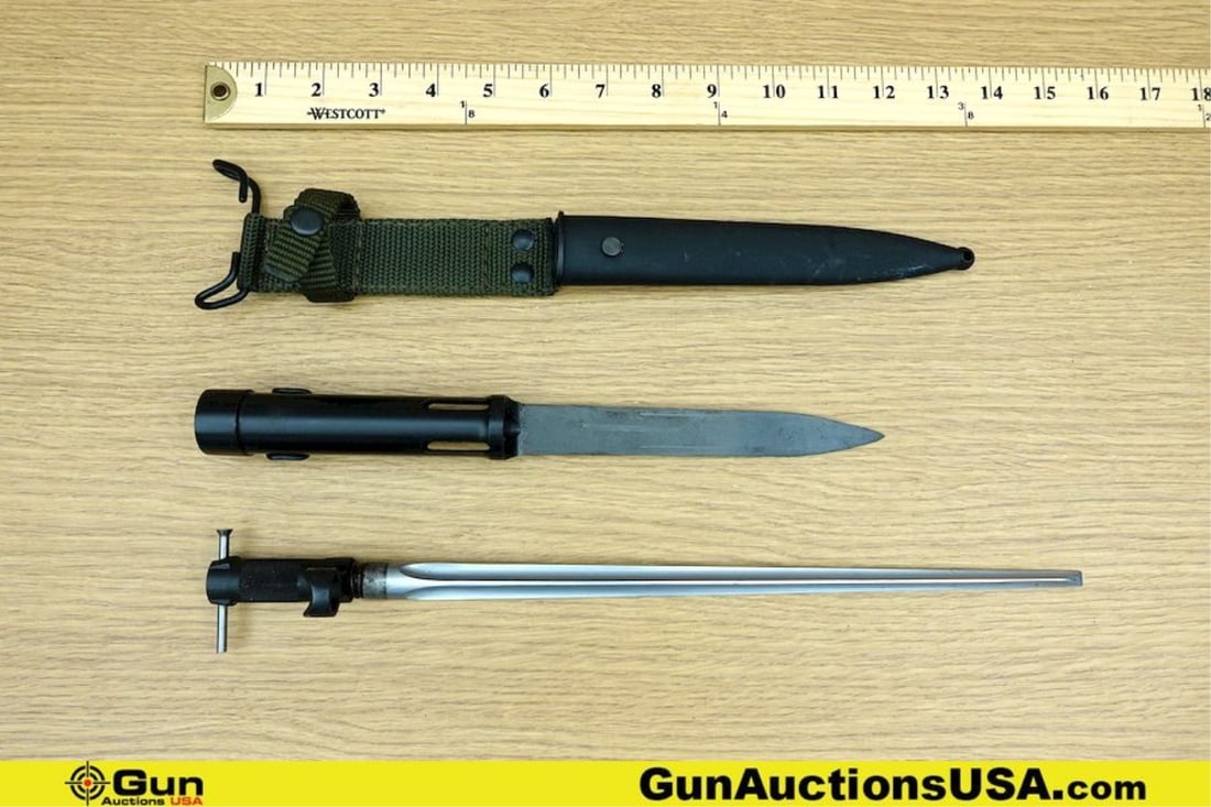Military Surplus Bayonets. Very Good. One SKS Spike Bayonet, and One FAL Bayonet with Scabbard. .: Military Surplus Bayonets. Very Good. One SKS Spike Bayonet, and One FAL Bayonet with Scabbard. . (77661) (GSCN33)