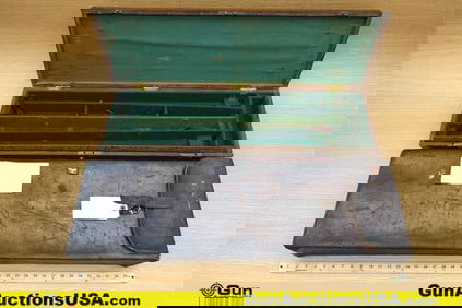 Gun Case. Good Condition. Appears to be a Manton & Co. Manufacture 34x10x5.5 Wood, Green Lined, Gun