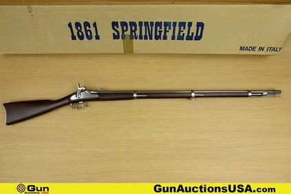 ARMI SPORT U.S. SPRINGFIELD 1861 .58 Caliber LOCK PERCUSSION RIFLE. Very Good. 39" Barrel. BLACK