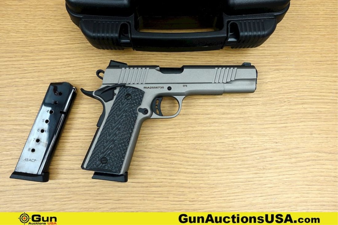 ROCK ISLAND ARMORY 1911 EFS .45 ACP Pistol. Very Good. 5" Barrel. Shiny Bore, Tight Action Semi Auto: ROCK ISLAND ARMORY 1911 EFS .45 ACP Pistol. Very Good. 5" Barrel. Shiny Bore, Tight Action Semi Auto Features a Cerakoted Grey Slide and Frame, Drift Adjustable Front and Rear Sight, Novak Style Rear 