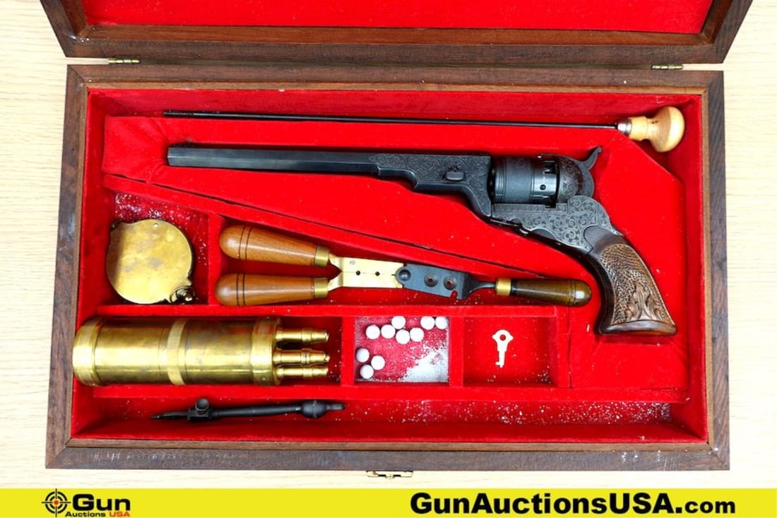 REPLICA ARMS Colt Patterson .36 Caliber COLLECTOR'S Revolver. Very Good. 8.75" Barrel. BLACK POWDER: REPLICA ARMS Colt Patterson .36 Caliber COLLECTOR'S Revolver. Very Good. 8.75" Barrel. BLACK POWDER Features a Brass Blade Front Sight, Trench Hammer Rear Sight, Engraved Spur Hammer, and BEAUTIFUL En