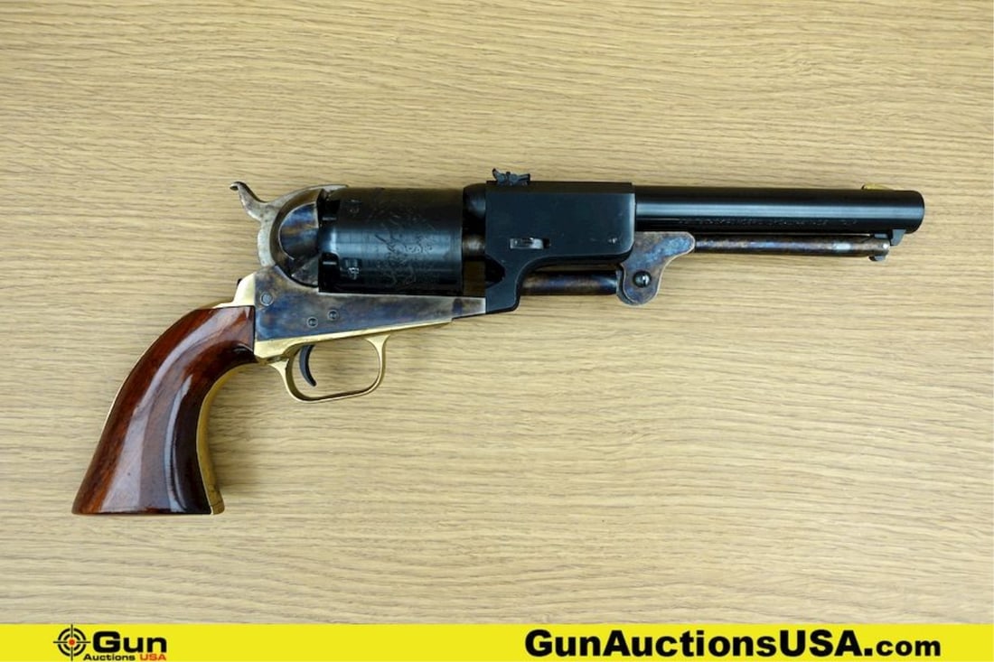 ARMI SAN MARCO .44 Caliber Revolver. Very Good. 7.5" Barrel. Black Powder Features a Brass Front: ARMI SAN MARCO .44 Caliber Revolver. Very Good. 7.5" Barrel. Black Powder Features a Brass Front Sight, Blued Barrel and Straight Six Shot, Blued Engraved Cylinder. Case Hardened Receiver and Case Har