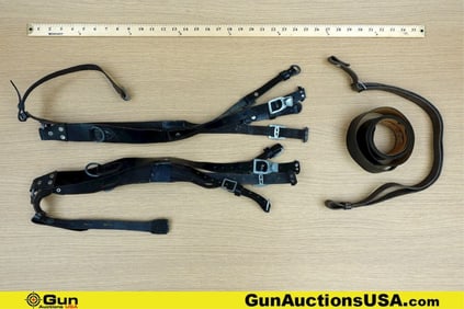 Military Surplus, Etc. COLLECTOR'S Slings. Good Condition. Two Post WWII German Leather Y-Straps,