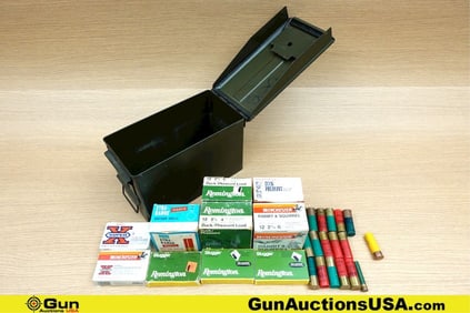 Winchester, Remington, Sears, Etc. 12 Ga. Ammo. 146 Rds Assorted 12 Ga. Includes Metal Ammo Can. .