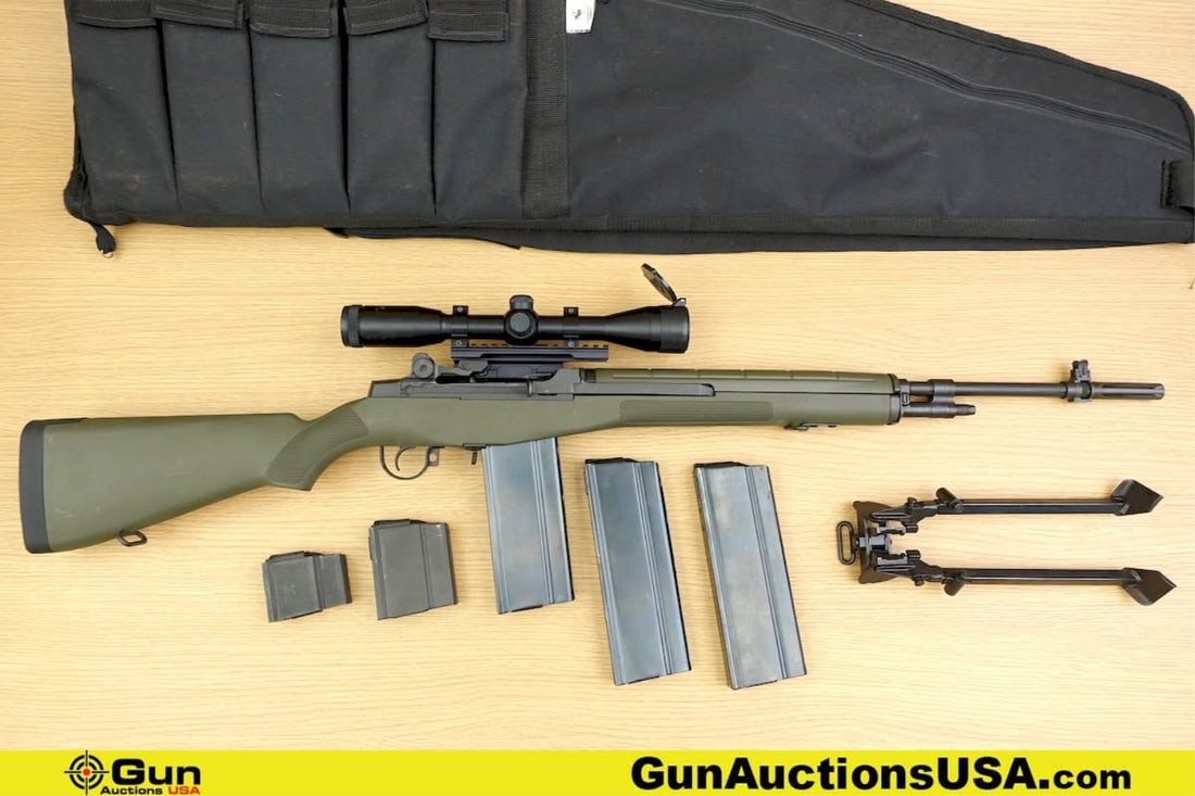 SPRINGFIELD M1A .308 THREADED BARREL RIFLE. Very Good. 21.5" Barrel. Shiny Bore, Tight Action Semi: SPRINGFIELD M1A .308 THREADED BARREL RIFLE. Very Good. 21.5" Barrel. Shiny Bore, Tight Action Semi Auto A GREAT KIT! Features a Front Sight/ Flashider Combo, THREADED Parkerized Barrel, Olive Drab Hea
