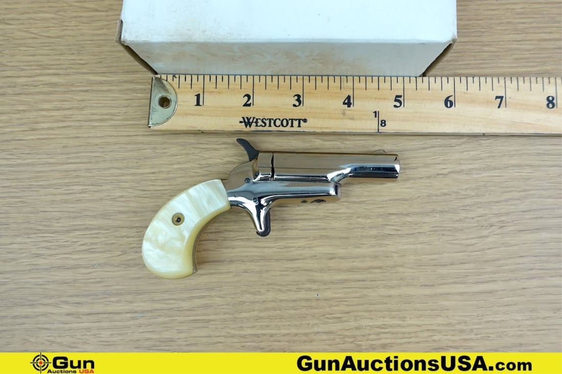 BUTLER ASSOC., INC. DERRINGER SILVER .22 Short Derringer Pistol. Very Good. 2.5" Barrel. Shiny Bore,: BUTLER ASSOC., INC. DERRINGER SILVER .22 Short Derringer Pistol. Very Good. 2.5" Barrel. Shiny Bore, Tight Action Single shot Features a Fixed Front Sight, SA Only Hammer and Trigger, with a High Poli