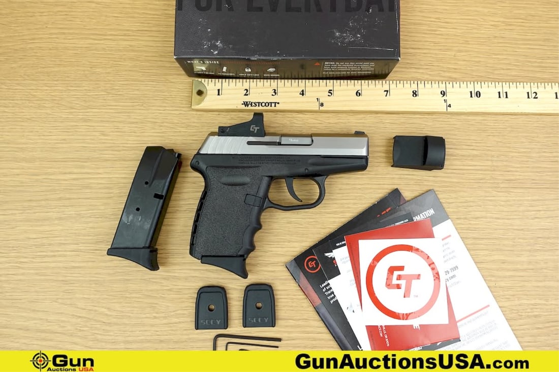 SCCY CPX-2 9mm Pistol. Like New . 3" Barrel. Semi Auto Features a Fixed Front Sight, Crimson Trace: SCCY CPX-2 9mm Pistol. Like New . 3" Barrel. Semi Auto Features a Fixed Front Sight, Crimson Trace Red Dot Sight, Stainless Slide and Barrel, Single Sided Mag Release, Polymer Frame with DA Only Hamme