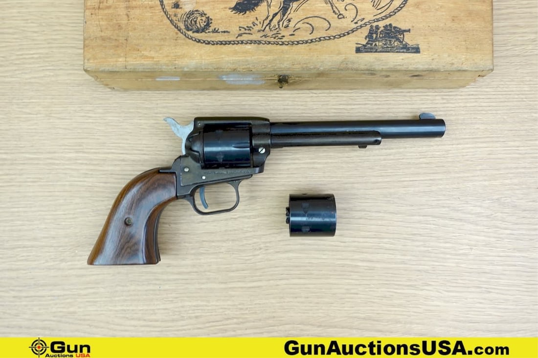 Heritage MFG ROUGH RIDER .22 LR Revolver. Good condition, Normal Handling Marks, Scattered Spotting: Heritage MFG ROUGH RIDER .22 LR Revolver. Good condition, Normal Handling Marks, Scattered Spotting and/or Pitting. 6.5" Barrel. Shiny Bore, Tight Action A nostalgic wheel gun that combines old-school