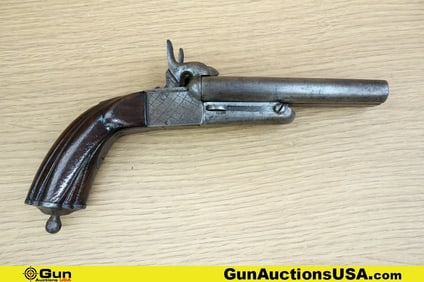 .44 Caliber BLACK POWDER PIN FIRE Pistol. Needs Repair. 4 5/8" Barrel. Break Action SXS Features