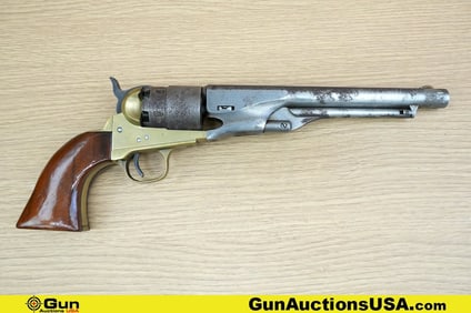 A.S.M .44 Caliber Revolver. Needs Repair. 8" Barrel. Black Powder Features a Fixed Brass Blade Front