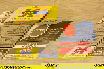 Western, Peters, Surplus .22LR, 5.56 BLANKS, 9MM, .32 ACP, 8MM Mauser, 7 REM MAG Ammo. Approx. 820