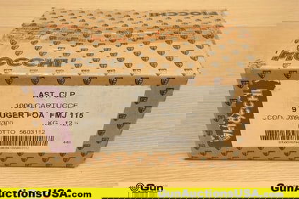 Fiocchi 9MM Ammo. 1000 Rds, 115 Gr, FMJ.. (79078) (GSCV41)