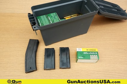 S&B, Etc. .30 Carbine Ammo, Mags. Approx. 400 Rds of .30 Carbine, Two 15 Rd M1 Carbine Magazines and