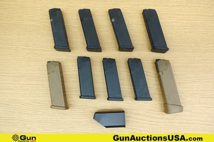 Glock 9MM Magazines . Good Condition. Five 17 Rd 9MM Glock mags, One 19 Rd 9mm Glock Mag, Thee 15 Rd