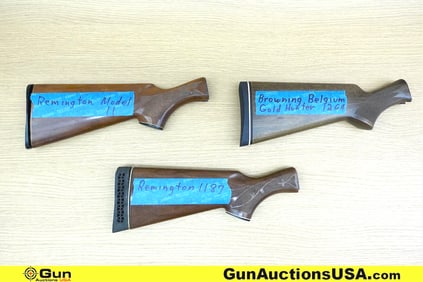 Remington, Browning Stocks . Excellent. Three Shotgun Stocks; One Remington 1187 Wood Stock, One