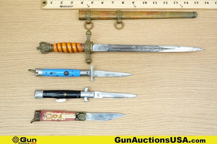 E&F HORSTER, CSC, Etc. Knives. Good Condition. Two Automatic Knives, One Manual Knife, and One Fixed