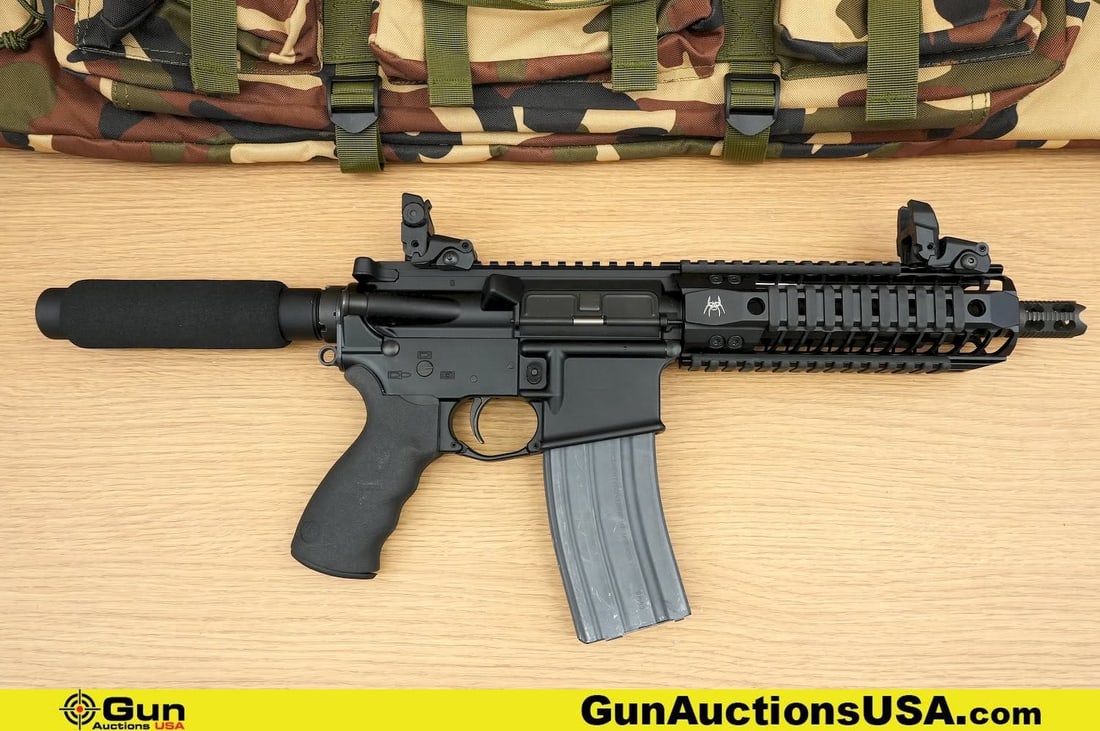 SPIKE'S TACTICAL ST15 5.56 MM AR PISTOL Pistol. Excellent. 7" Barrel. Shiny Bore, Tight Action Semi: SPIKE'S TACTICAL ST15 5.56 MM AR PISTOL Pistol. Excellent. 7" Barrel. Shiny Bore, Tight Action Semi Auto Features a THREADED HEAVY Phosphate Barrel with Yankee Hill Machine FLASHIDER. Flip Up M-Bus Fr