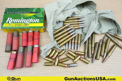Rem, Estate, Etc. 7 MM, 8MM, .45 ACP, Etc Ammo, Accessories. Good Condition. Approx. 110 Total