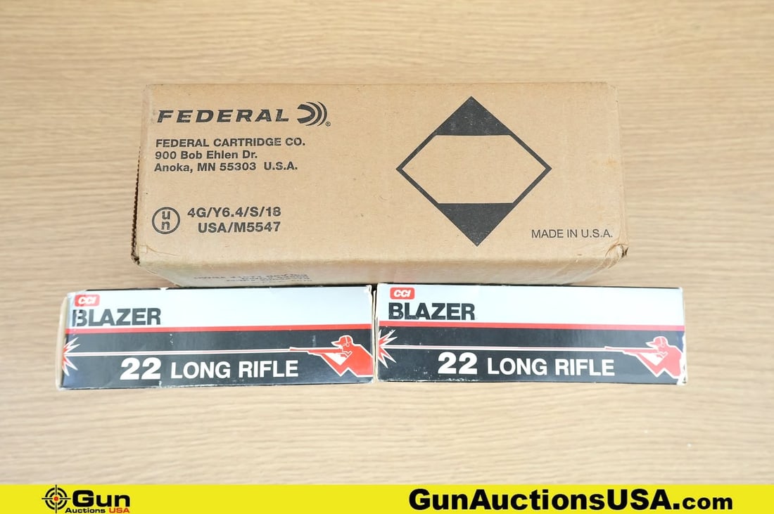 Blazer, Fed .22 LR Ammo. 1900 Total Rds Assorted Grain and Type.. (79962) (GSCV75): Blazer, Fed .22 LR Ammo. 1900 Total Rds Assorted Grain and Type.. (79962) (GSCV75)