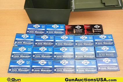 PPU 8MM MAUSER Ammo. Approx. 380 Rds. Includes Metal Ammo Can. . (80522) (GSCV25)
