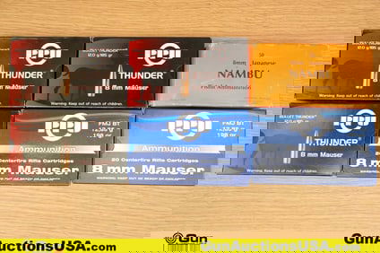 PPU, Midway Arms 8MM MAUSER, 8MM JAP Ammo. 115 Rds in Total; 100 Rds of 8MM MAUSER and 15 Rds of 8MM