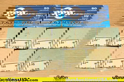 PPU, Etc. 7.63 MAUSER Ammo. Approx. 325 Rds in Total. . (80543) (GSCT15)