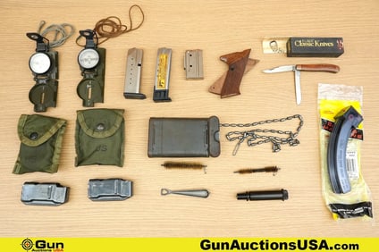 REM, Ruger, Marlin, Etc .40 CAL, 9 MM, .22 WMR, Etc Mags, Accessories, Knife, Etc. Good Condition.