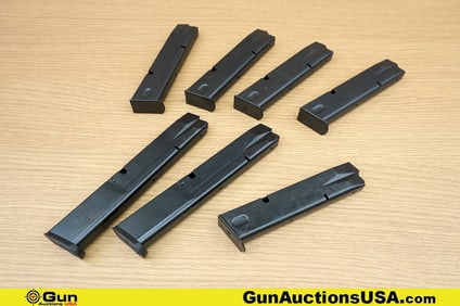 Beretta, Pro Mag, Sig, Etc. 9MM, Etc. Magazines. Very Good. Seven Magazines, Five 20 Rd Appears to