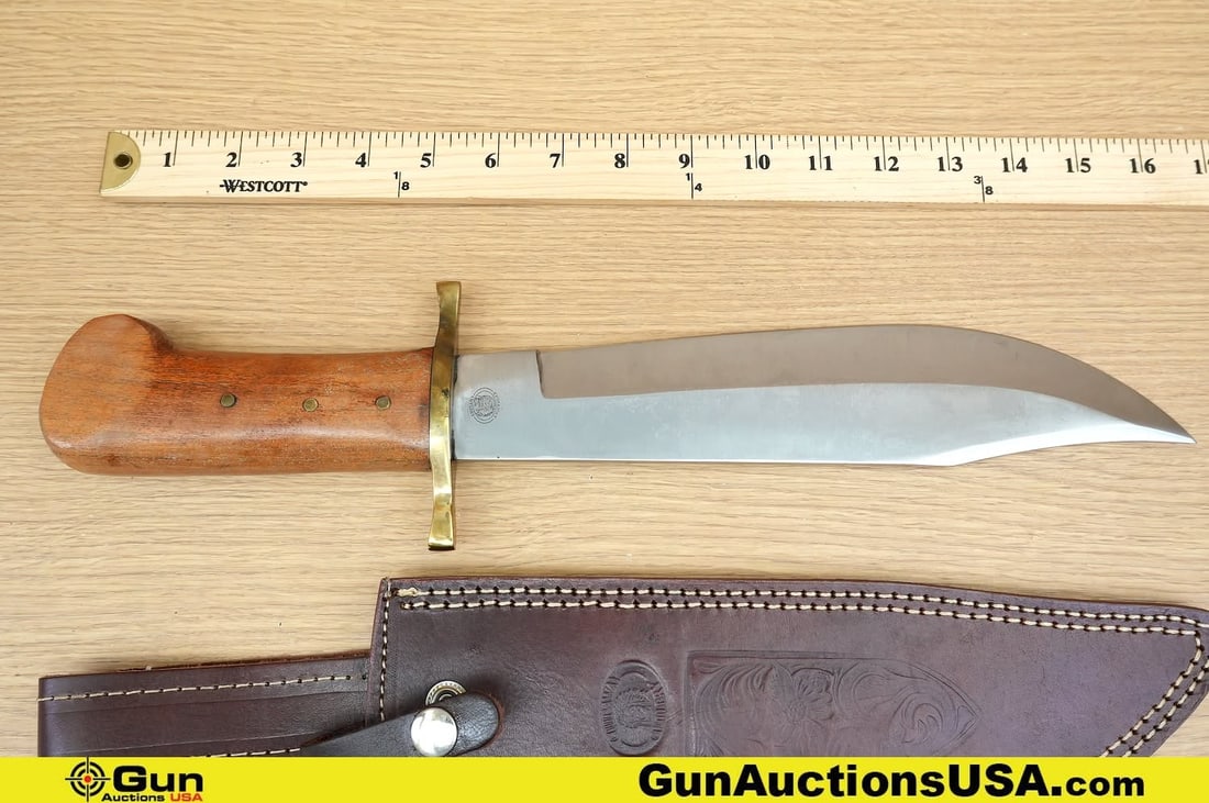 Chipaway Knife. Good Condition. One Hunting Style Knife. Features Overall Length of 16-1/2" and: Chipaway Knife. Good Condition. One Hunting Style Knife. Features Overall Length of 16-1/2" and 9-5/8" Drop Point Blade, Wood Grips, and Brass Handguard.. Pakistan (79969) (GSCN46)